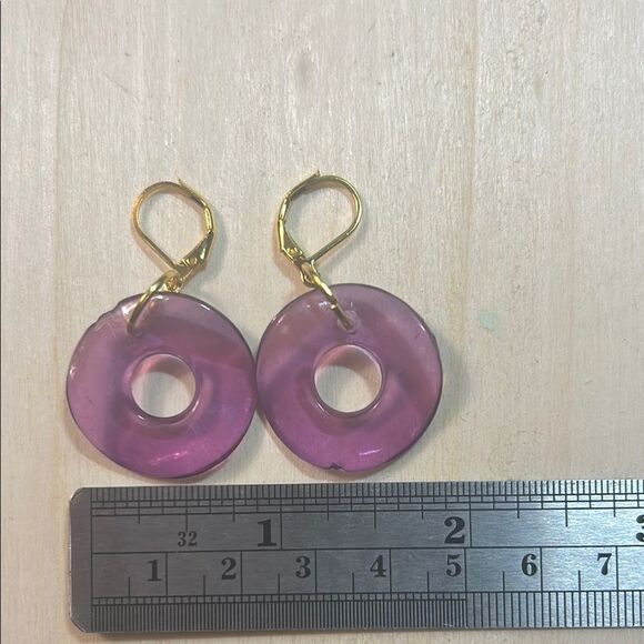 Elegant Purple and Gold Hoop Earrings - Picture 1 of 2